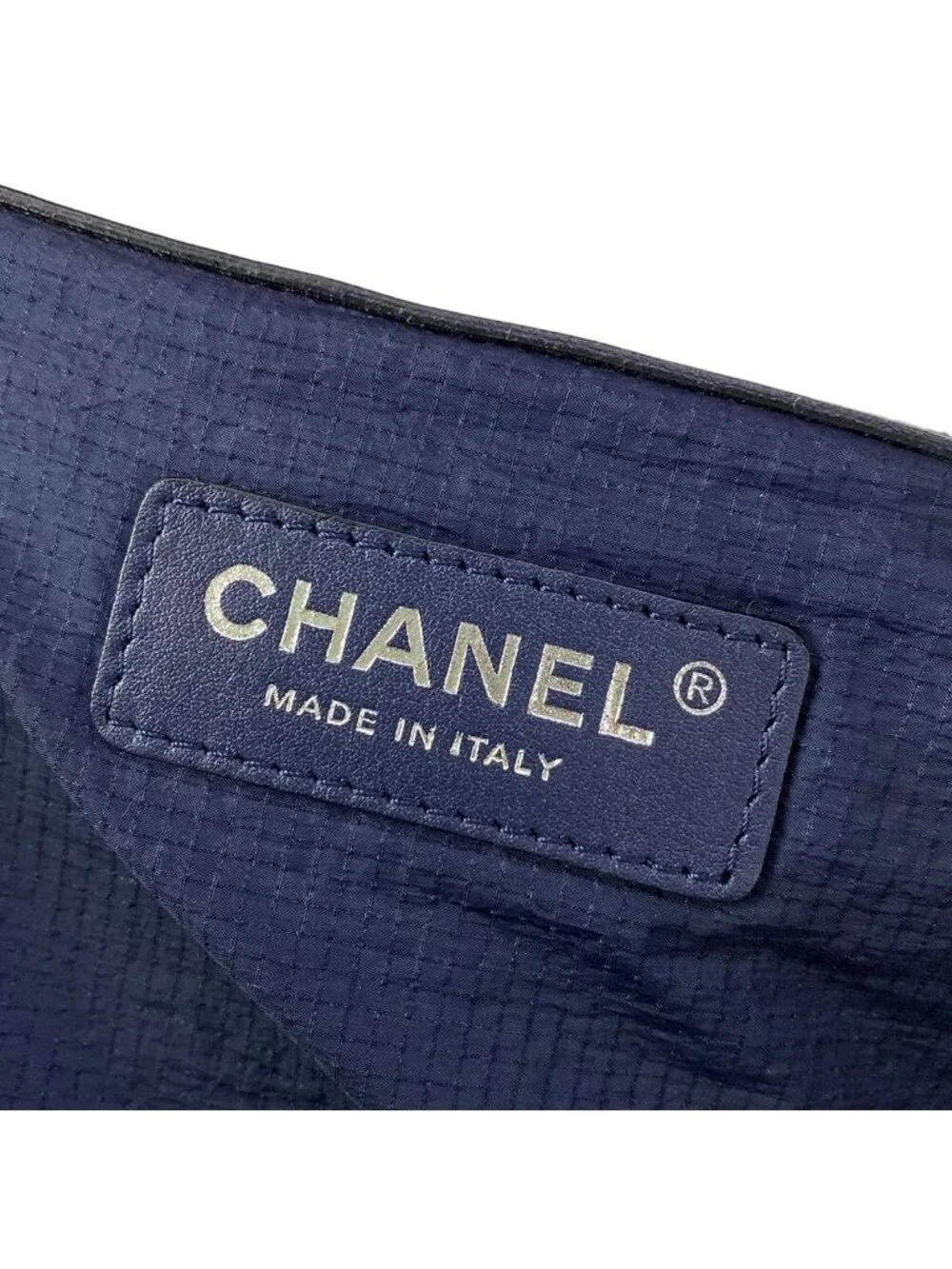 Chanel Backpack Quilted Dark Navy White